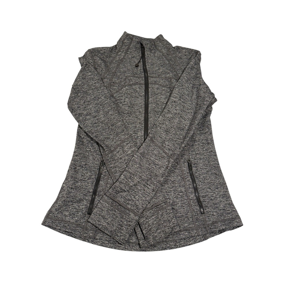 Lululemon Define Jacket Luon Size 12 Heathered Black Gray, Thumbholes LW4AWCS